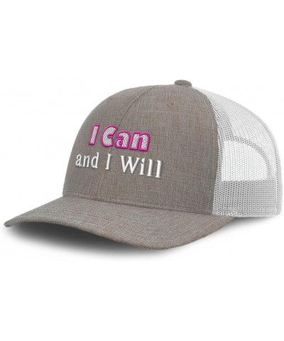 Trucker Hat Baseball Cap I Can and I Will Cotton Dad Hats for Men & Women Heather Khaki White $15.11 Baseball Caps