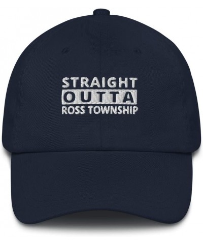 Straight Outta Ross Township Snapback Hat Pennsylvania (Embroidered Cap) Navy $22.97 Baseball Caps