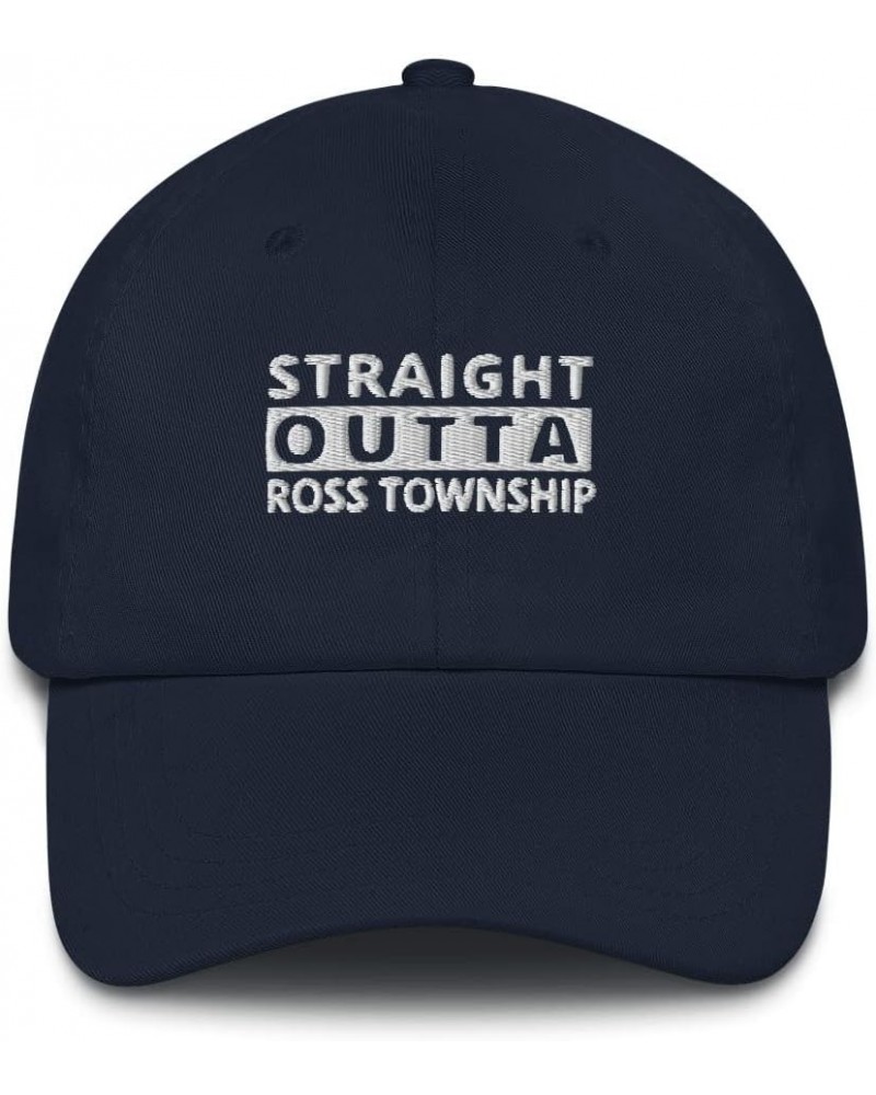 Straight Outta Ross Township Snapback Hat Pennsylvania (Embroidered Cap) Navy $22.97 Baseball Caps