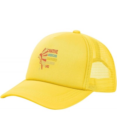 Native Americans Discovered Columbus Mesh Tennis Hat Golf Baseball Cap Summer Cooling Sports Hats Yellow $9.60 Baseball Caps