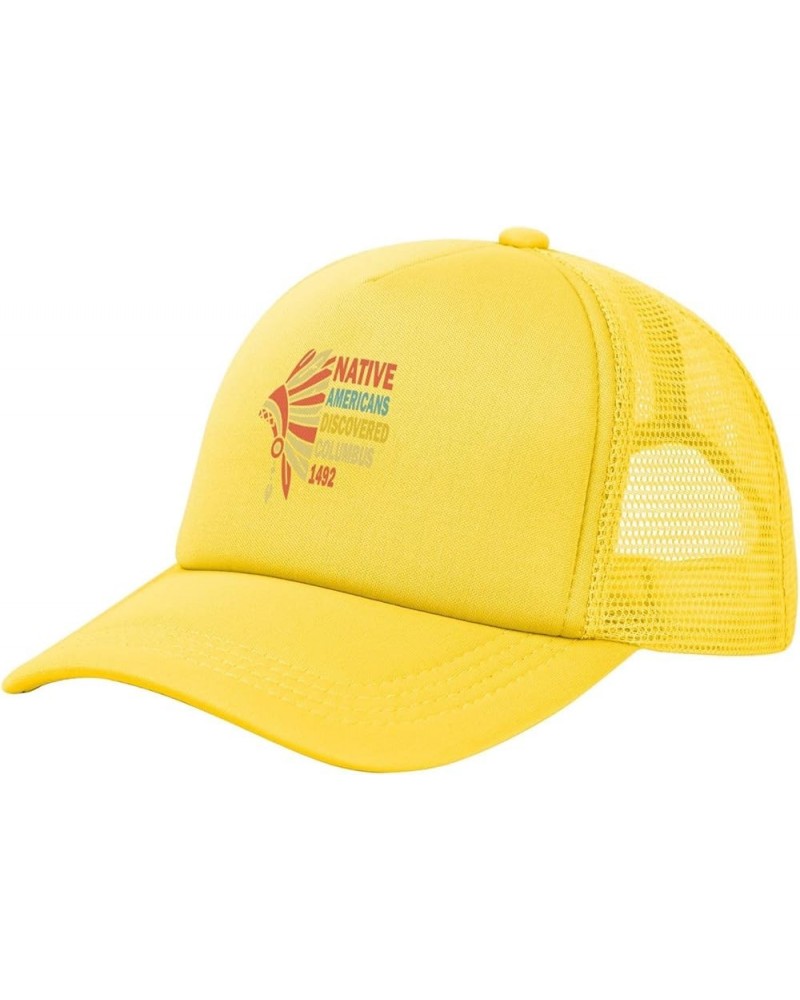 Native Americans Discovered Columbus Mesh Tennis Hat Golf Baseball Cap Summer Cooling Sports Hats Yellow $9.60 Baseball Caps