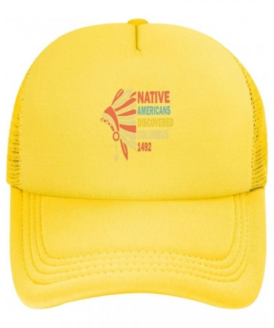 Native Americans Discovered Columbus Mesh Tennis Hat Golf Baseball Cap Summer Cooling Sports Hats Yellow $9.60 Baseball Caps