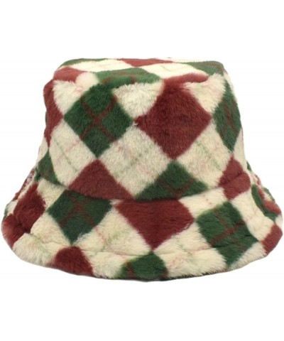 Women Winter Fuzzy Bucket Hat Winter Warm Comfy Soft Slouchy Fisherman Cap Warm Trendy Plaid Bucket Hats Rd1 $8.31 Bucket Hats