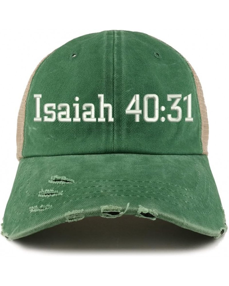 Isaiah 40:31 Frayed Bill Trucker Mesh Back Cap Kelly Green $14.74 Baseball Caps