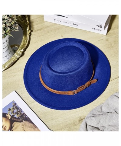 4 Pcs Fedora Hats for Women Vintage Wool Fedora Hat Felt Boho Pork Pie Hat with Belt Panama Hat Jazz Hat Yellow, Royal Blue, ...