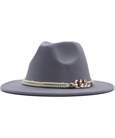 Women Wide Brim Floppy Panama Hat Classic Belt Buckle Wool Fedora Hat,Foldable Western Style Cowboy Panama Hat Gray $10.82 Fe...