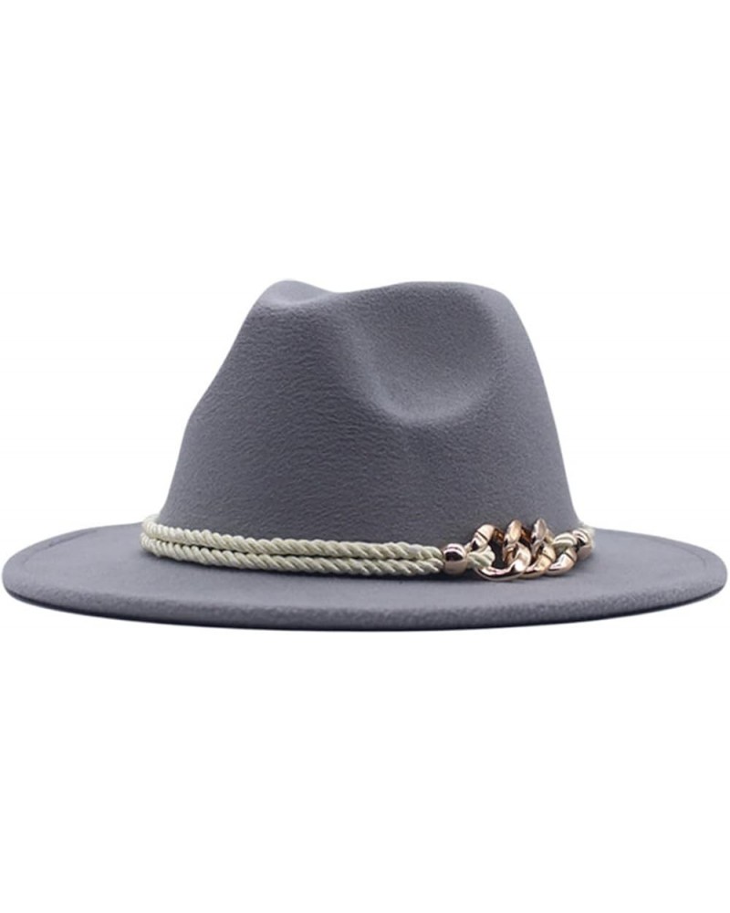 Women Wide Brim Floppy Panama Hat Classic Belt Buckle Wool Fedora Hat,Foldable Western Style Cowboy Panama Hat Gray $10.82 Fe...