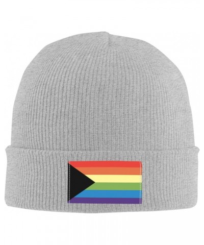 Demisexual Gay Pride Flag LGBTQ Cozy Knit Beanie Hats - Stay Warm in Style Gray $11.29 Skullies & Beanies