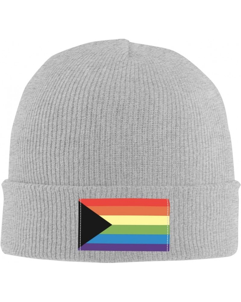 Demisexual Gay Pride Flag LGBTQ Cozy Knit Beanie Hats - Stay Warm in Style Gray $11.29 Skullies & Beanies