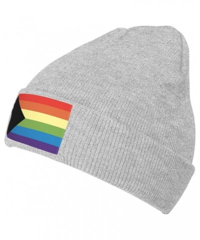 Demisexual Gay Pride Flag LGBTQ Cozy Knit Beanie Hats - Stay Warm in Style Gray $11.29 Skullies & Beanies