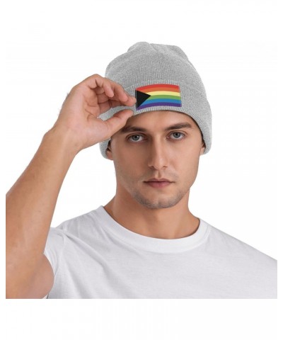 Demisexual Gay Pride Flag LGBTQ Cozy Knit Beanie Hats - Stay Warm in Style Gray $11.29 Skullies & Beanies