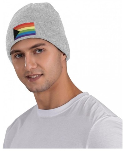 Demisexual Gay Pride Flag LGBTQ Cozy Knit Beanie Hats - Stay Warm in Style Gray $11.29 Skullies & Beanies