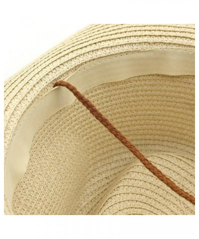 Straw Cowboy Hat for Women Vintage Beach Sun Hat with Wide Brim Western Cowboys Hat Breathable Travel Fashionable Beige Coffe...