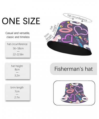 Cool Bucket Hat Bucket Hats Inflatable Flamingo and Unicorn and Hearts Packable Men Hat Camping Accessories for Fishing Must ...