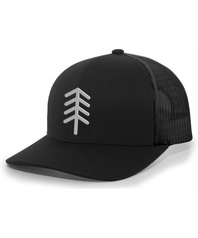 Simple Pine Tree Nature Mens Embroidered Mesh Back Trucker Hat Baseball Cap Black/Black $16.10 Baseball Caps