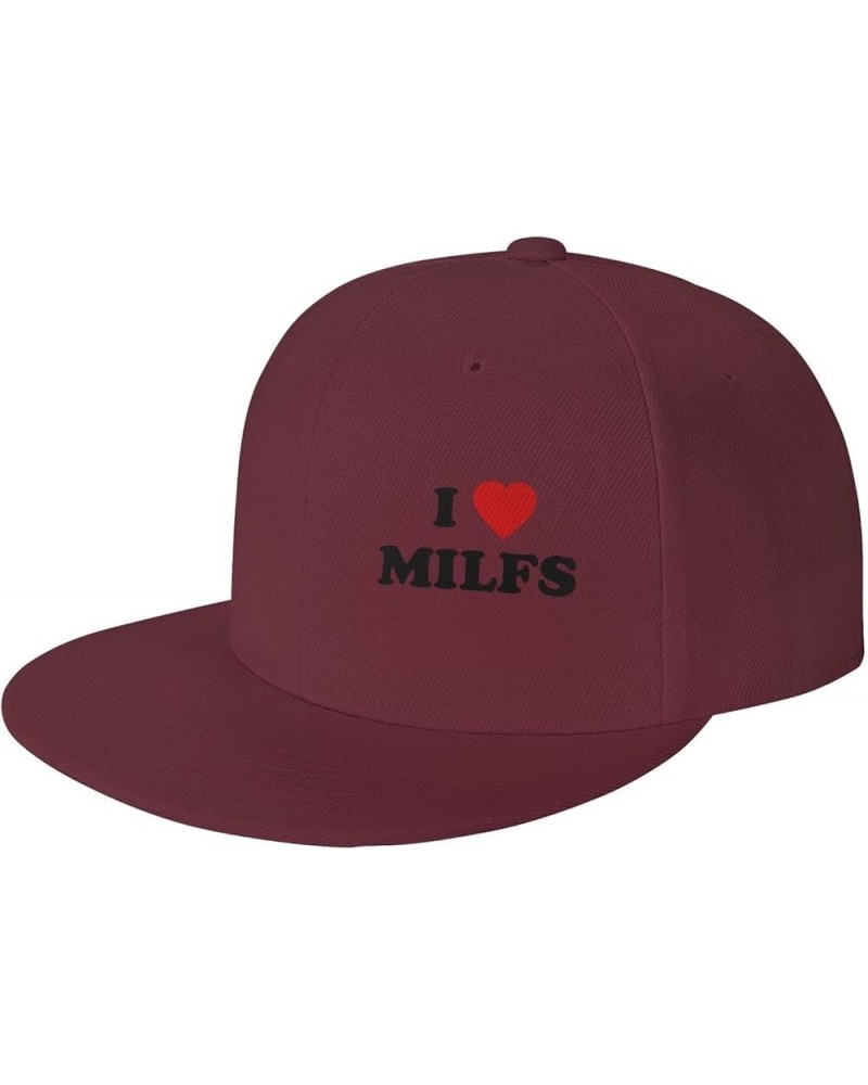 I Love Milfs Mother s Day Funny I Heart Milfs Baseball Cap Men Trucker Hat Women Dad Hat Sun Hat Ponytail Hat Black Dark Red ...