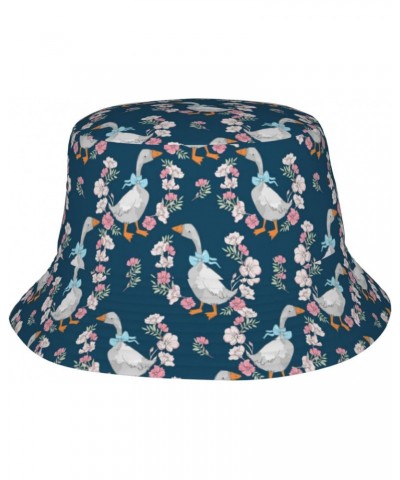 Fisherman Hat for Women and Men Cute Goose Flowers Sun Hat Foldable Bucket Hat Fashion Summer Hat $16.44 Bucket Hats