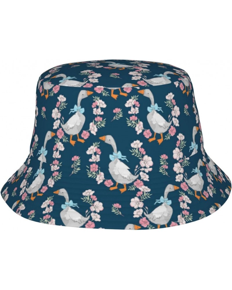 Fisherman Hat for Women and Men Cute Goose Flowers Sun Hat Foldable Bucket Hat Fashion Summer Hat $16.44 Bucket Hats