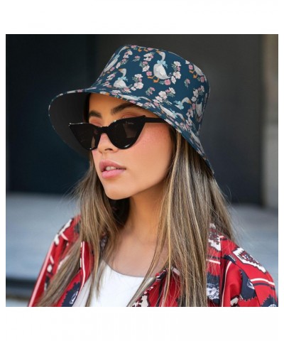 Fisherman Hat for Women and Men Cute Goose Flowers Sun Hat Foldable Bucket Hat Fashion Summer Hat $16.44 Bucket Hats