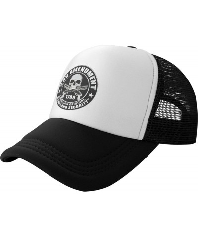 2nd Amendment Skull Trucker Hat - Mesh Baseball Snapback Cap for Men Or Women Outdoors Black Black $16.90 Baseball Caps