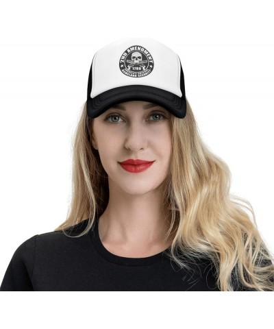 2nd Amendment Skull Trucker Hat - Mesh Baseball Snapback Cap for Men Or Women Outdoors Black Black $16.90 Baseball Caps