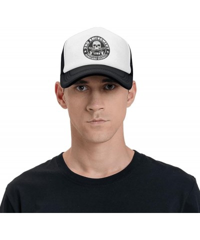 2nd Amendment Skull Trucker Hat - Mesh Baseball Snapback Cap for Men Or Women Outdoors Black Black $16.90 Baseball Caps