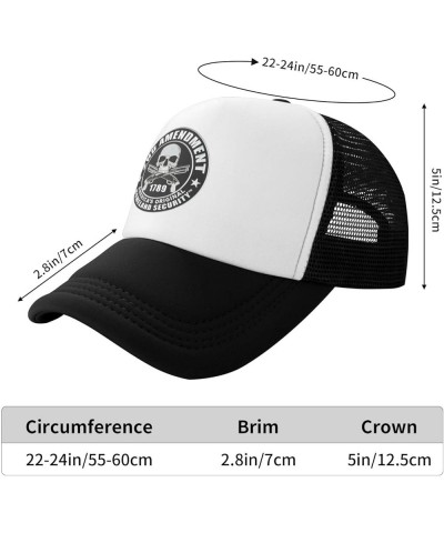 2nd Amendment Skull Trucker Hat - Mesh Baseball Snapback Cap for Men Or Women Outdoors Black Black $16.90 Baseball Caps