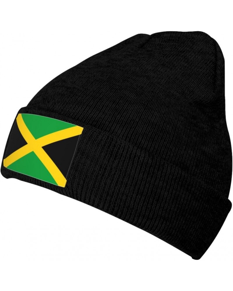 Flag of Jamaica Knitted Hat Cold Weather Hat Warm Brimless hat Elastic Force Caps Black $9.68 Skullies & Beanies