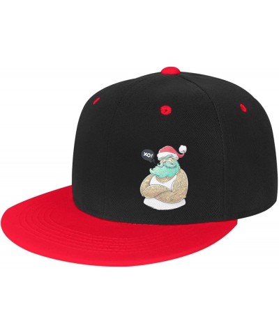 Tattoo of Santa Claus Snapback Hats for Men Women Hat Baseball Cap Flat Bill Visor White Hat Red $12.73 Baseball Caps