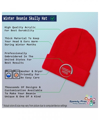 Custom Beanies for Men Scuba Diving Instructor B Embroidery Winter Hats for Women Acrylic Skull Cap 1 Size Red Personalized T...