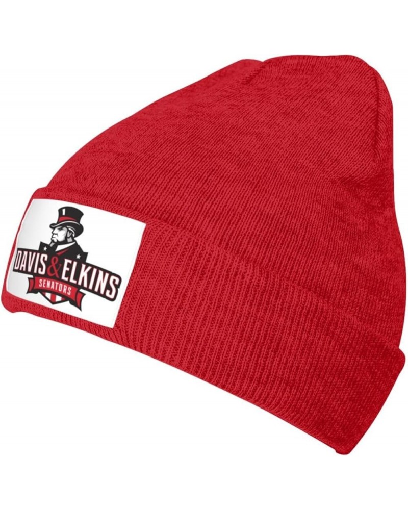 Davis&Elkins College Logo Stretch Knit Hat for Men Women Winter Warm Cap Red $7.36 Skullies & Beanies