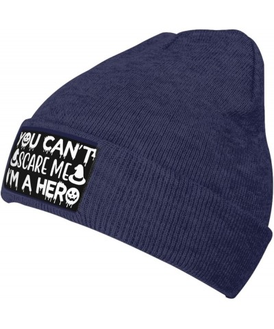 You Can't Scare Me I'm A Hero Funny Winter Warm Knitted Beanie Cap Formen Navy Blue $10.07 Skullies & Beanies