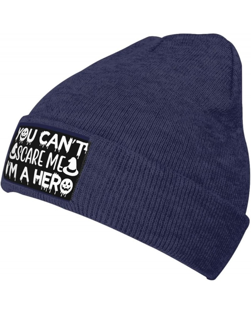 You Can't Scare Me I'm A Hero Funny Winter Warm Knitted Beanie Cap Formen Navy Blue $10.07 Skullies & Beanies