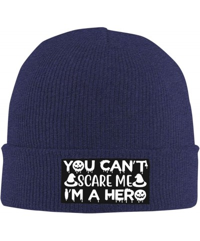 You Can't Scare Me I'm A Hero Funny Winter Warm Knitted Beanie Cap Formen Navy Blue $10.07 Skullies & Beanies