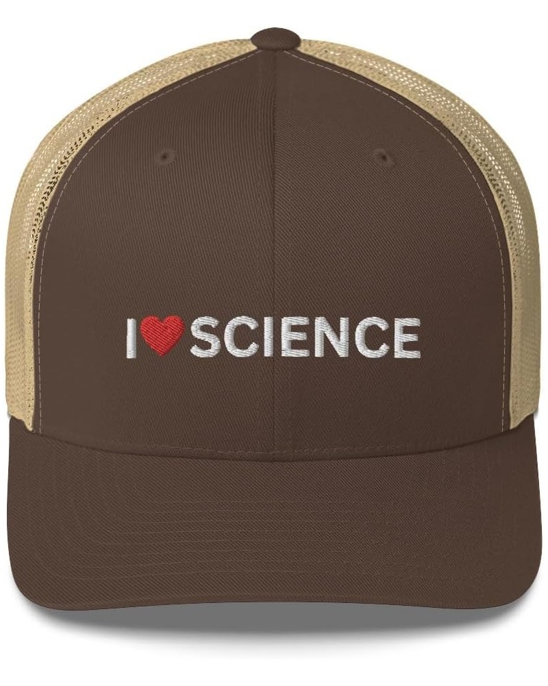 I Love Science Hat - Mesh Trucker Hat, I Heart Science Gifts, Science Teacher Gift, Scientist Gifts Brown/ Khaki $18.72 Baseb...