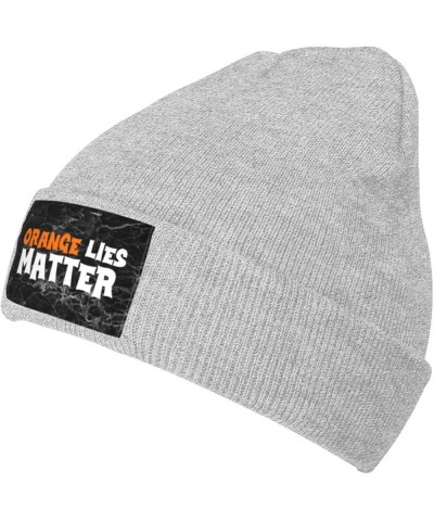 Orange Lies Matter Knit Beanie Hats for Women Men - Warm Cozy Winter Hats,Cuffed Skull Cap Gray $12.37 Skullies & Beanies