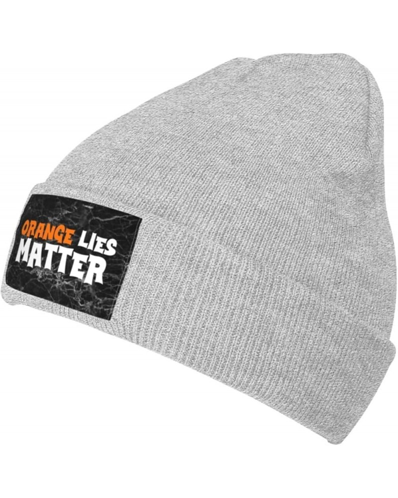 Orange Lies Matter Knit Beanie Hats for Women Men - Warm Cozy Winter Hats,Cuffed Skull Cap Gray $12.37 Skullies & Beanies