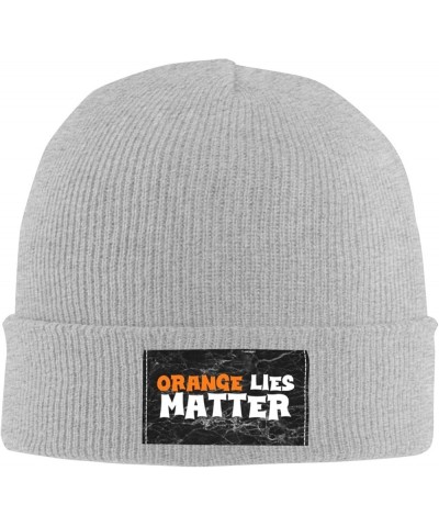 Orange Lies Matter Knit Beanie Hats for Women Men - Warm Cozy Winter Hats,Cuffed Skull Cap Gray $12.37 Skullies & Beanies