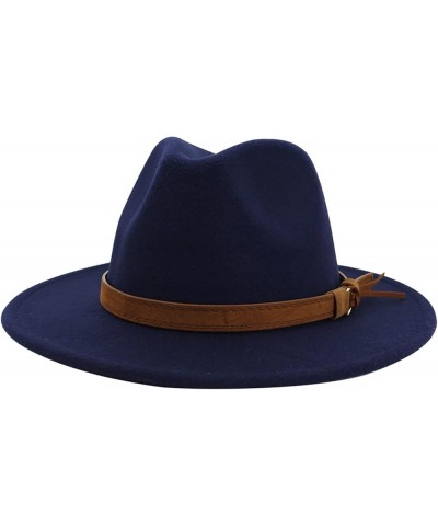 Fedora Hats for Women,Felt Fedora Hats for Womens Panama Hat Wide Brim M431_navy $10.99 Sun Hats