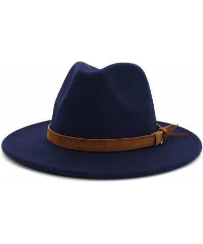 Fedora Hats for Women,Felt Fedora Hats for Womens Panama Hat Wide Brim M431_navy $10.99 Sun Hats