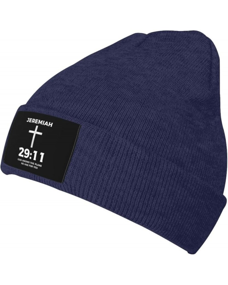 Jeremiah 29:11 Bible Verse Jesus Cross Christian Black Lightweight Beanies Hats for Men Women Running Skull Caps Navy Blue $9...