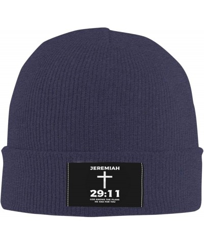 Jeremiah 29:11 Bible Verse Jesus Cross Christian Black Lightweight Beanies Hats for Men Women Running Skull Caps Navy Blue $9...