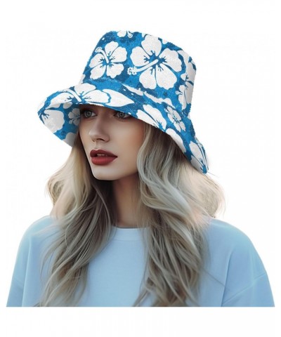 White Hibiscus Flowers Fuzzy Bucket Hat for Women Fishermans Hat Plush Fisherman Hat for Casual $10.08 Bucket Hats