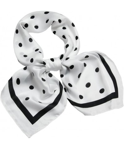 35" Silk Like Scarf Women's Large Satin Square Sunscreen Hair Scarves Wraps Headscarf for Sleeping 06 Dots White $9.53 Scarves