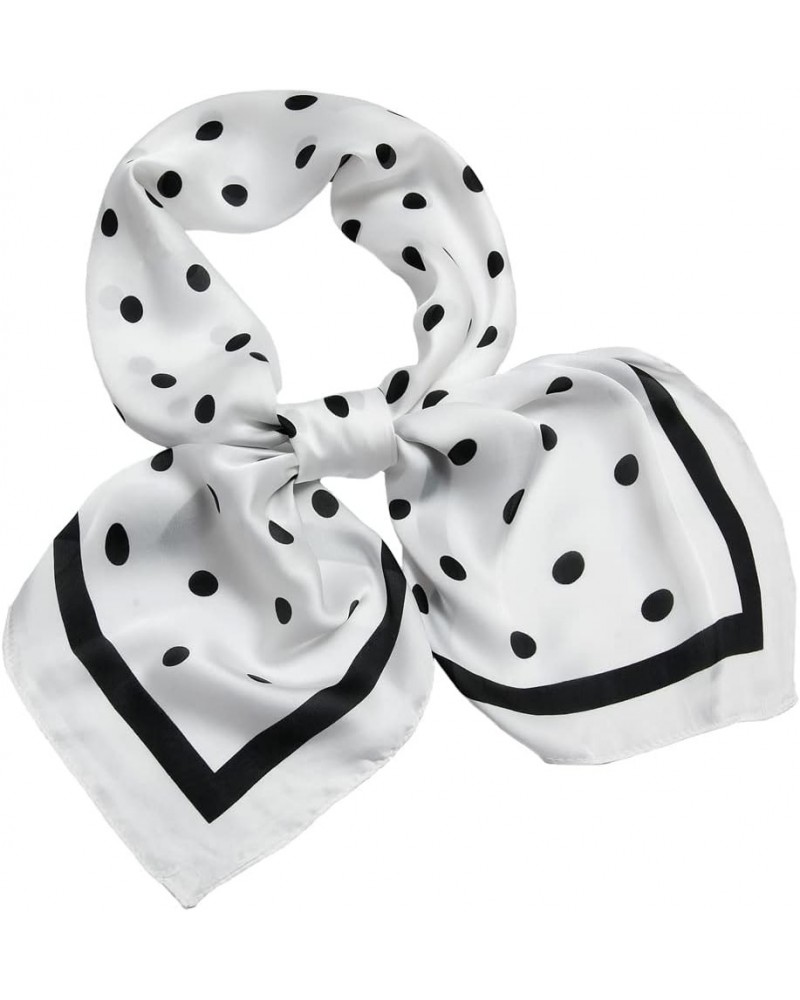 35" Silk Like Scarf Women's Large Satin Square Sunscreen Hair Scarves Wraps Headscarf for Sleeping 06 Dots White $9.53 Scarves