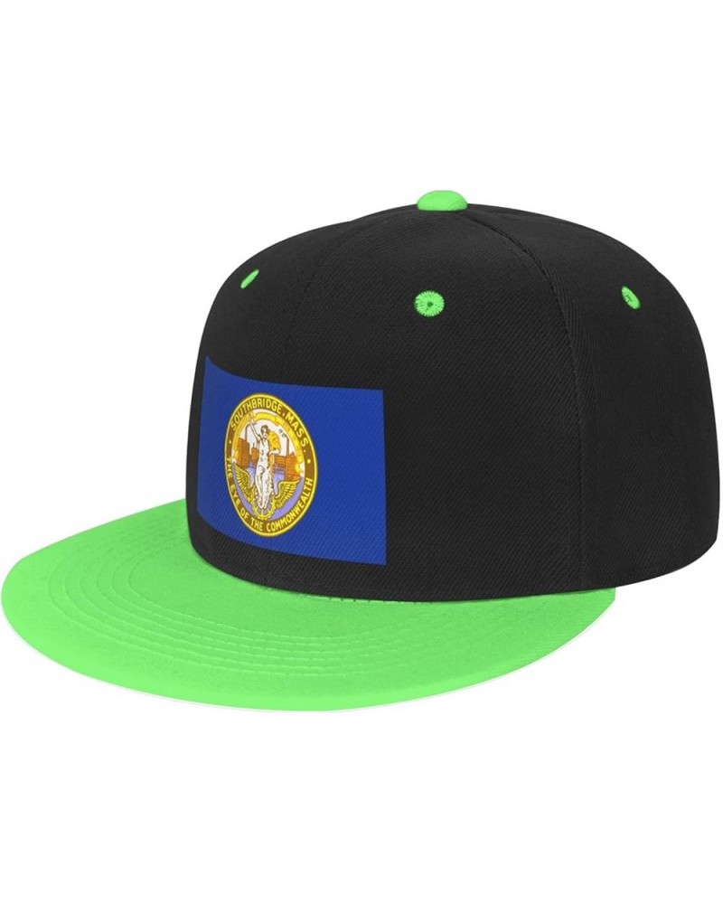 Flag of Southbridge, Massachusetts Baseball Cap for Men Women Snapback Hat Adjustable Flat Bill Hats Green $10.63 Baseball Caps