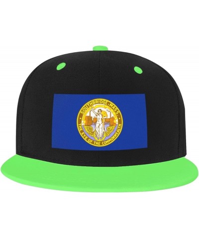 Flag of Southbridge, Massachusetts Baseball Cap for Men Women Snapback Hat Adjustable Flat Bill Hats Green $10.63 Baseball Caps