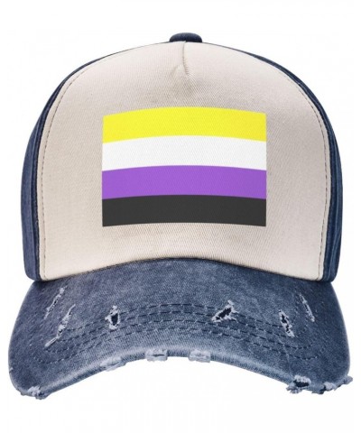 Non-Binary Pride Flag Upgrade Your Style with Funny Adjustable Cotton Baseball Caps for Men and Women Navy Blue $19.80 Baseba...