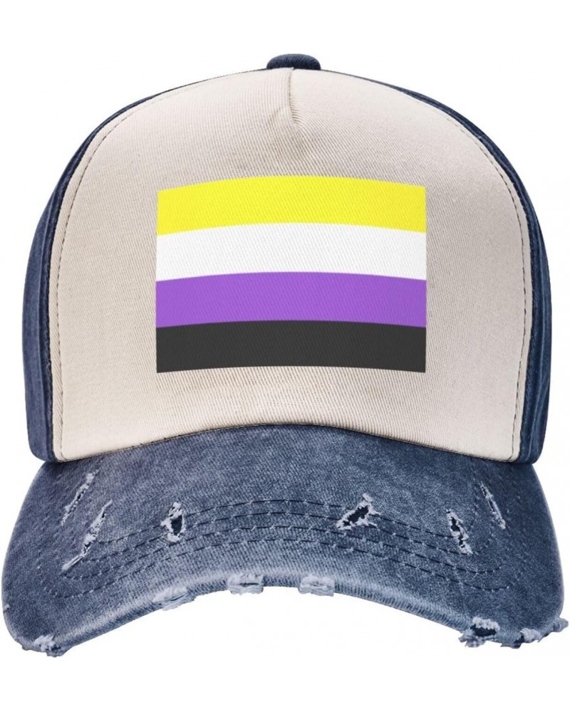 Non-Binary Pride Flag Upgrade Your Style with Funny Adjustable Cotton Baseball Caps for Men and Women Navy Blue $19.80 Baseba...