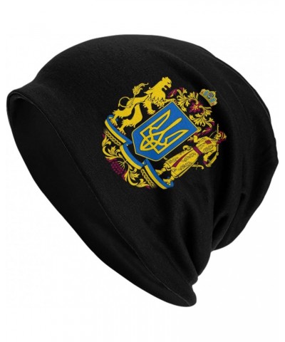 Coat of Arms Ukraine Beanie Hat Slouchy Warm Soft Skull Caps Knit Hat for Men Women Black $10.76 Skullies & Beanies